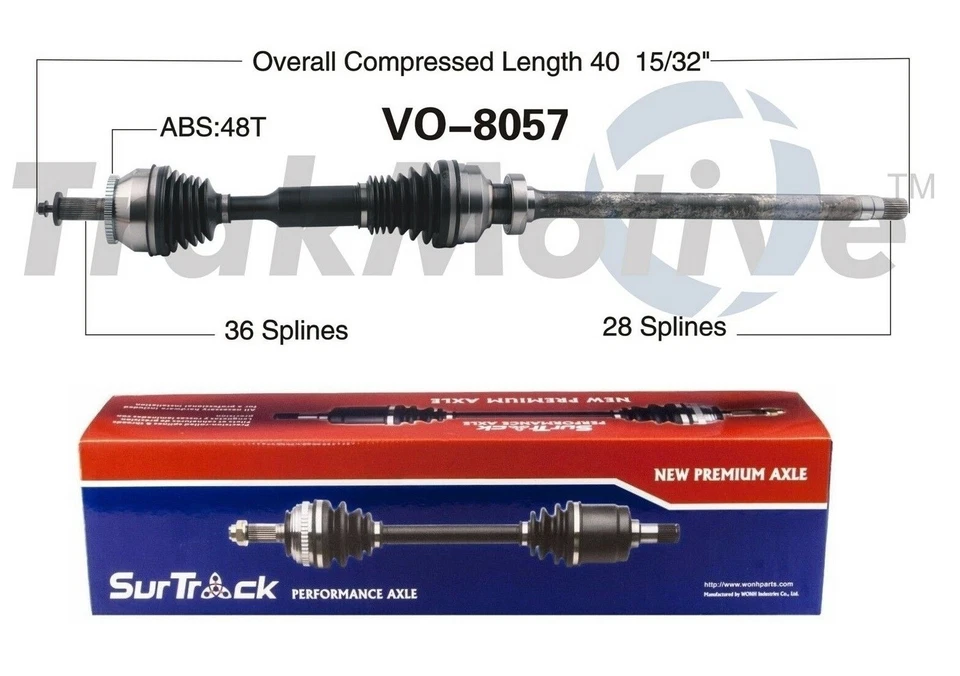 Eje CV SurTrack para Volvo XC90 3,2 L AWD/FWD pasajero delantero derecho CV Foto 1 de 1