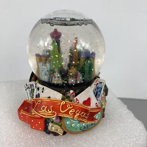 Las Vegas Snow Globe Casino Cards Dice Roulette Strip Coin Glitter Gambling 3.5" - Picture 1 of 18