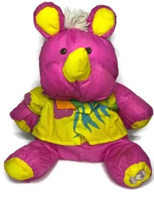 Fisher Price Puffalump Rhino wild rosa hawaiianisches Shirt Plüschtier Vintage 1987 - Bild 1 von 6