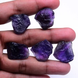 5 Pcs Natural Amethyst Rough Hi-Grade Stunning Rich Purple Loose Gemstones Lot - Picture 1 of 8