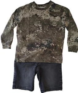 Qty 2: Boys Sz S/P RED HEAD Camo LS Shirt Sz 6 Slim PARKER Black Jean Shorts EUC - Picture 1 of 8