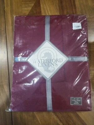 Waterford Linens Addison Tawny Port 70x104 Oblong Tablecloth, New Maroon - Image 1 of 4