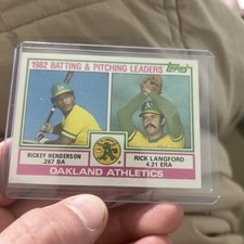1982  Rickey Henderson, Rick Langford,Topps Baseball Card, Batting Leader