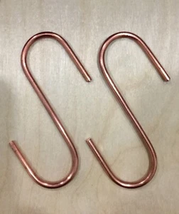 Copper S Hooks for Hanging Pots and Pans, Pretzel Rack, Other. Heavy Gauge. 8pcs - Picture 1 of 10