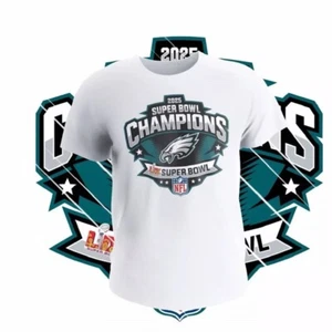 Philadelphia 2025 Super Bowl Lix Champions T-Shirt For Fans Full Size S-4XL - Picture 1 of 5