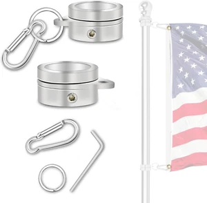 1" Flag Pole Rings 2 Pcs Anti Wrap Flag Pole Clips Swivels 360° Rotating Pole - Picture 1 of 11