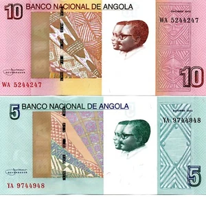 Juego de billetes ANGOLA 10 y 5 Kwanzas (2012) 2017 x 2 UNC - Imagen 1 de 6
