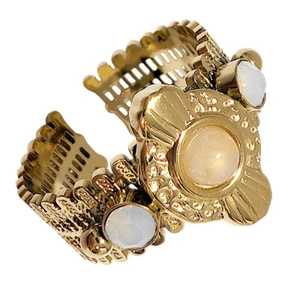 Bague ajustable en Acier doré et pierres - Résiste à l'eau - Femme - Imagen 1 de 5