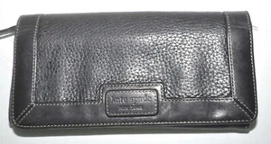 Kate Spade NY Damen-Clutch schwarz genarbtes Leder Münz-/Kartenetui lange Geldbörse - Bild 1 von 4