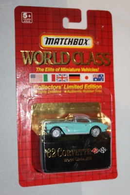 MATCHBOX WORLD CLASS COLLECTORS LIMITED EDITION #18 1962 CORVETTE BLUE CARDED - Image 1 of 3