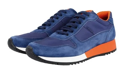 Tenis PRADA Cuero Nylon - Azul Naranja Blanco Prax - NUEVAS Foto 1 de 4