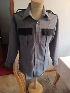  2 Elbeco TexTrop Grey Long Sleeve Uniform Shirts 17 x 36 w/ blk epps & pockets - Picture 1 of 12
