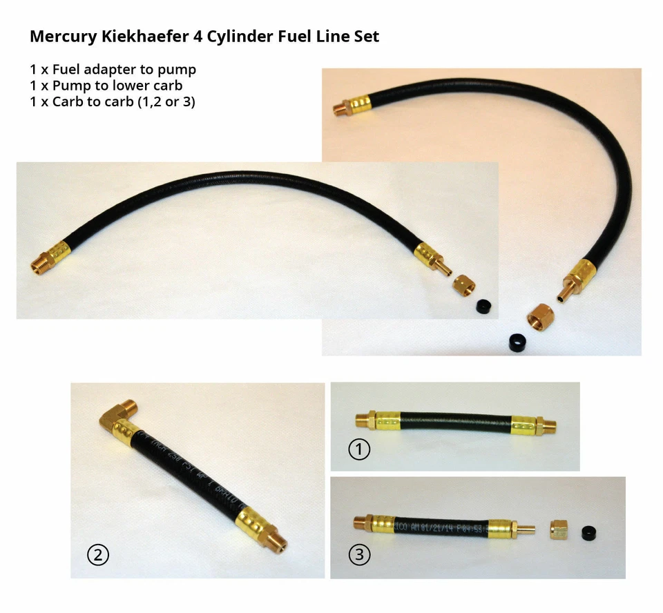 Mercury Kiekhaefer - Reproduction 4 Cylinder Fuel Line Set of 3 - Image 1 of 1