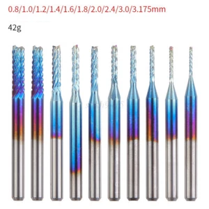 10Pcs Nano Blue Coat End Mill CNC Router Bits 1/8 inches Shank 0.8-3.175mm AU - Picture 1 of 12