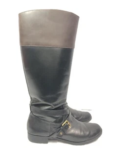 Ralph Lauren Flat Riding Boots Us Women’s Size 7B Tall Black Leather Knee-High - Picture 1 of 6