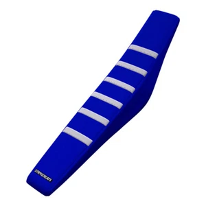Yamaha WRF 250 450 2020 2021 2022 Gripper Ribbed Seat Cover Blue White Ribs - Picture 1 of 2