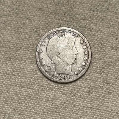 1897-S San Francisco Mint Silver Barber Quarter TL - Image 1 of 2