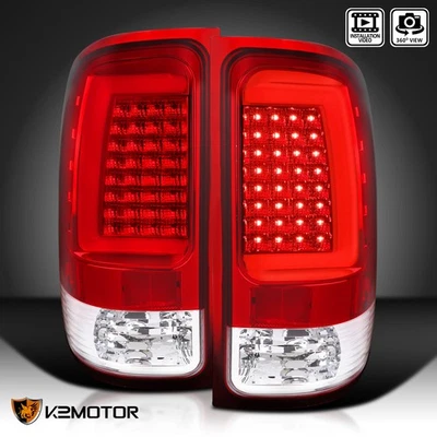 Red Fits 2007-2013 GMC Sierra 1500 2500HD LED Tube Tail Lights Brake Lamps L+R - Image 1 of 4
