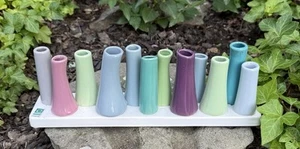 LARGE 12 slot tubes Chive Pooley Multi Color Ceramic Flower Bud Vases - Picture 1 of 10