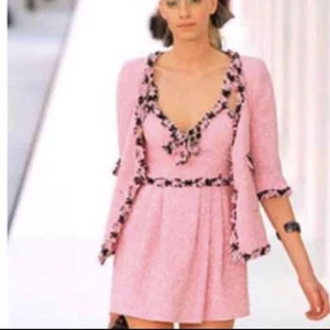 Auténtico Vestido CHANEL Tweed Rosa Talla 38 Buen Estado R2229 - Imagen 1 de 24
