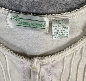 Top Abuela Bordado Floral Blanco Talla 3XL SHENANIGANS Años 90 DE COLECCIÓN - Imagen 1 de 10