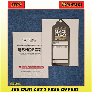 2019 Sears Unused Black Fiday Sign + Department Store Bag #1 - Picture 1 of 4