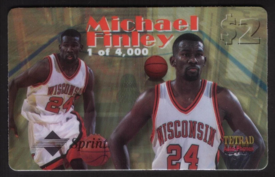 $2. Auto-Phonex Tetrad Basketball: Michael Finley (#5) Phone Card - Image 1 of 1