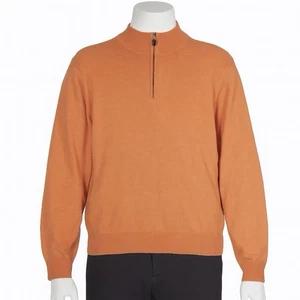 Brooks Brothers Supima Cotton 1/4 Zip Sweater Mens XL Orange Preppy Classic - Picture 1 of 9