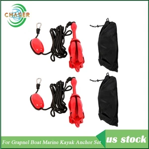 2-Pack 3.3LB Fit For Grapnel Boat Marine Kayak Anchor Set Red Folding - Picture 1 of 15