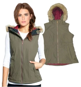 MOUNTAIN HARDWEAR Womens Faux Fur Hooded Streetwise POTRERO VEST EUC! XS - Picture 1 of 5