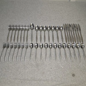 Vtg Towle Silver Stainless Scctextured Handle TWS46 Japan Flatware 41 Pc - Picture 1 of 8
