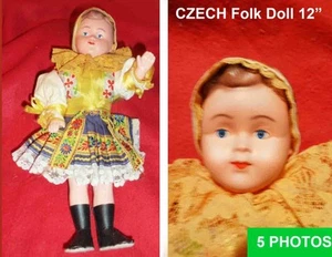 Czech Doll 12 inch Vintage Folk Peasant Costume Traditional 1960' CZECHOSLOVAKI - Picture 1 of 5