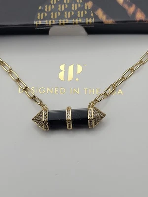 COLLAR BOMBA FIESTA INDÓMITO NK57008 GRUÑIDO SUSURRADO, ORO PLTG, ÓNIX NEGRO Foto 1 de 2