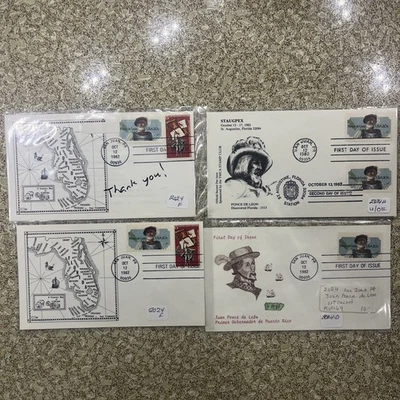 FDC 2024 Juan Ponce De Leon Cachet San Juan, PR 1982 Lot Of 4 RARE - Image 1 of 4