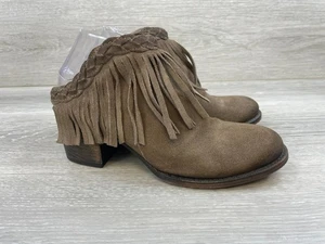 Freebird by Steven Lucy Damen 9 braune Pantoletten Leder Bootie Fransen Western Gypsy - Bild 1 von 11
