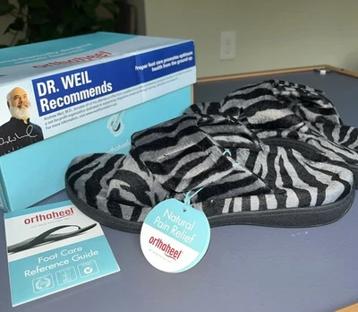 Женские Orthaheel расслабиться тапочки размер 7, совершенно новый, животное печати, adj. ремень - Изображение 1 из 3