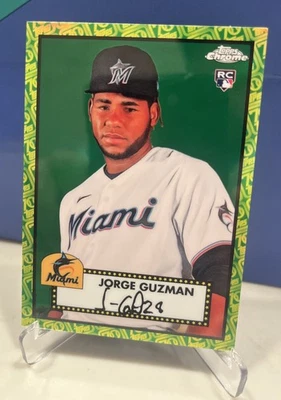 2021 Topps Chrome Platinum Anniversary - Jorge Guzman #54 (RC) -Green # 36/99 - Image 1 of 2