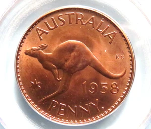 Australia. 1958 Perth - Penny.. Proof - Mostly Full Matte Red.. PCGS PR 64RD - Picture 1 of 5