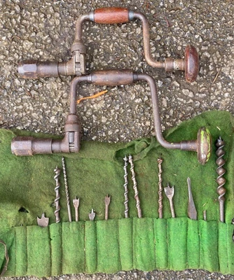 Vintage Stanley 10 IN Ratcheting + Chapman Bit Braces With Drill Bits Augers - Image 1 of 4