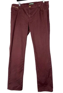 Pantalones chinos Lauren Ralph Lauren para mujer talla 14 granate rojo borgoña mezcla de algodón - Imagen 1 de 3