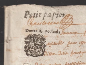 France Revenue Fiscal Fiscaux vieux papier parchemin Caen 1674 Cancel ! - Picture 1 of 2