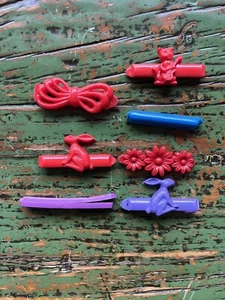 Vintage Plastic Snap Tight Barrettes Hair Clips Multicolor Lot Of 7 - Picture 1 of 1
