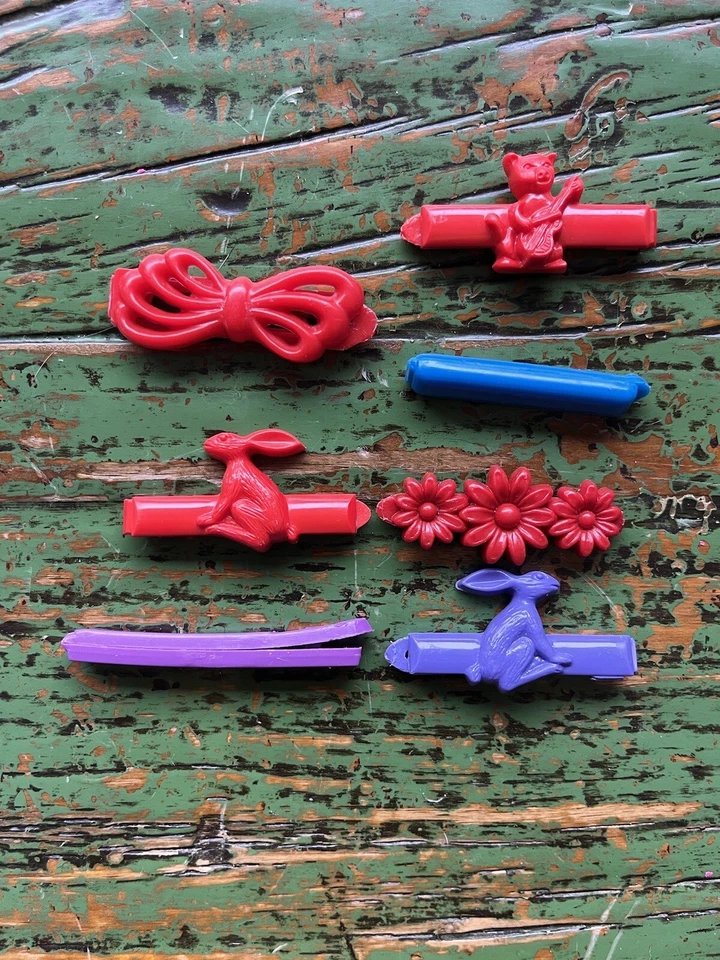 Pinzas para el cabello vintage de plástico apretadas a presión multicolores lote de 7 Foto 1 de 1