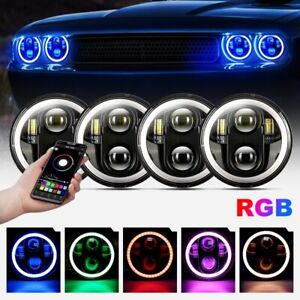 4X 5 3/4" 5.75 Round RGB LED Headlights Sealed High Low DRL Projector Lamp Bulb