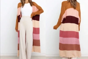 Petal & Pup Austin Open Front Longline Cardigan - Camel Multi, LARGE - Picture 1 of 1