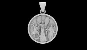 Collar colgante medalla arcángel de plata de ley 925 para mujer y hombre - Imagen 1 de 5