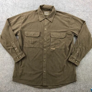 Drake Shirt Men Medium Brown Micro Fleece Fishing Hiking Outdoors Hunting - Picture 1 of 11