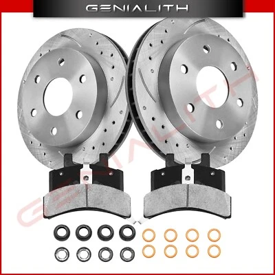 Front Drilled Rotors + Brake Pads for GMC Yukon K1500 Suburba K2500 Suburban 4WD Foto 1 de 4