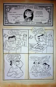 MIDDLE CLASS MELVIN 1997 Sue Bielenberg Hand-Drawn Interior Comic Page 17"x11" - Picture 1 of 4