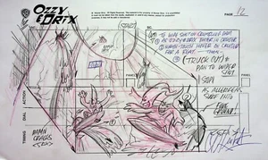 OZZY & DRIX TV 2002 Firmado por DAN KUBAT Producción Página de Guión Gráfico Dibujada a Mano #KB - Imagen 1 de 2